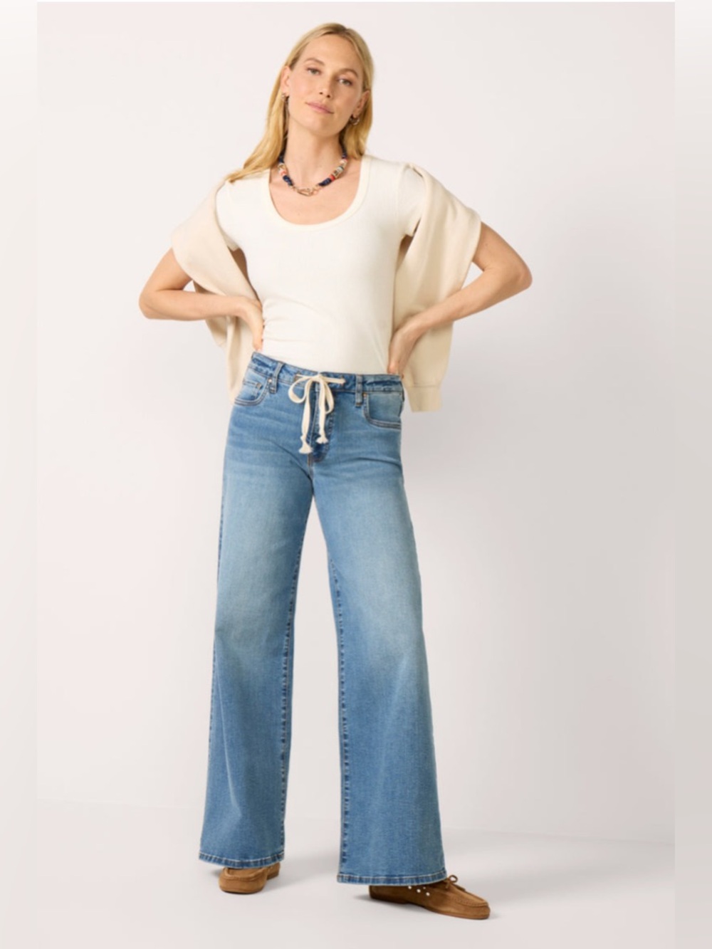 Kut from the kloth petite maya drawstring wide leg jeans